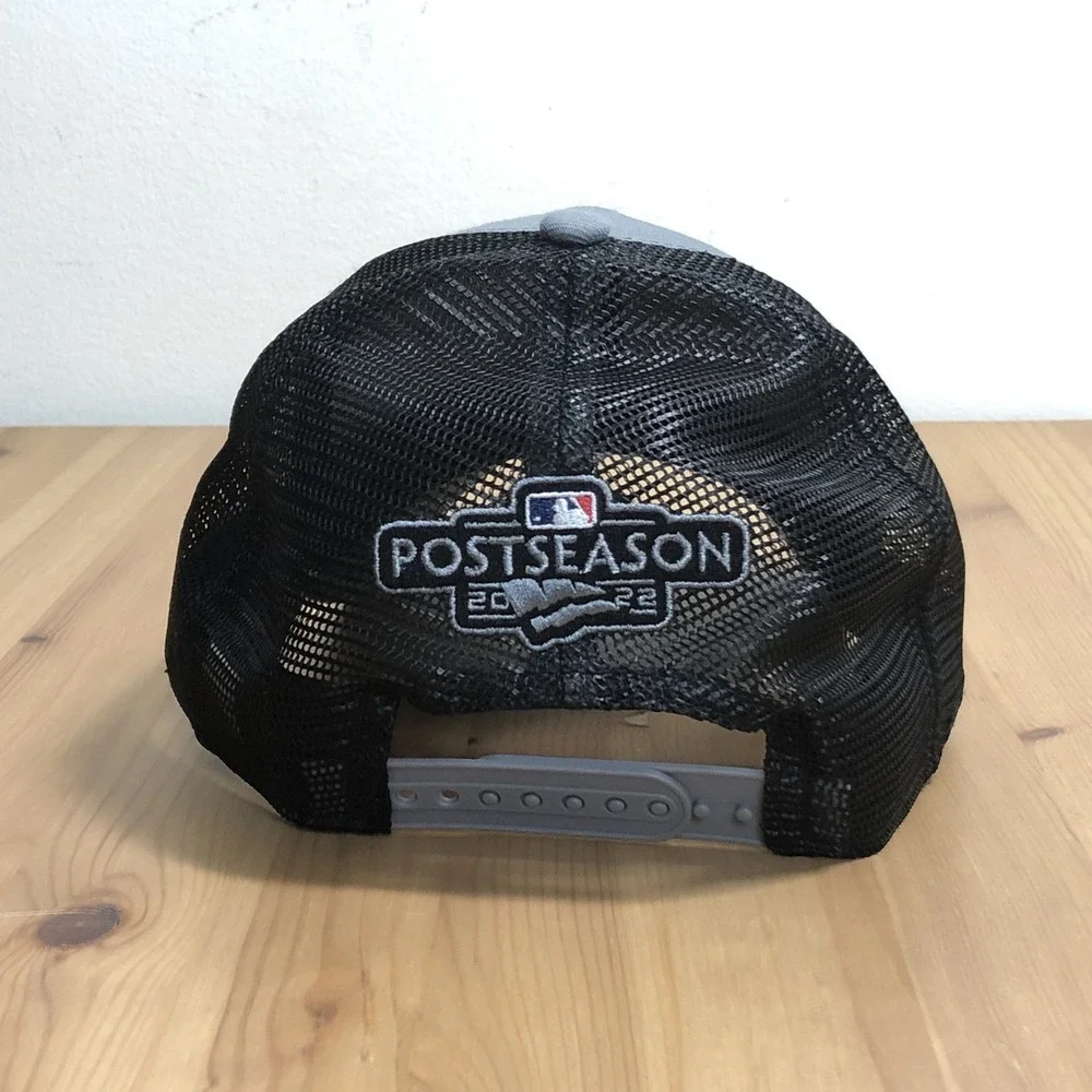 Philadelphia Phillies 2022 Postseason New Era 9FORTY Trucker Hat OSFM Gray Black